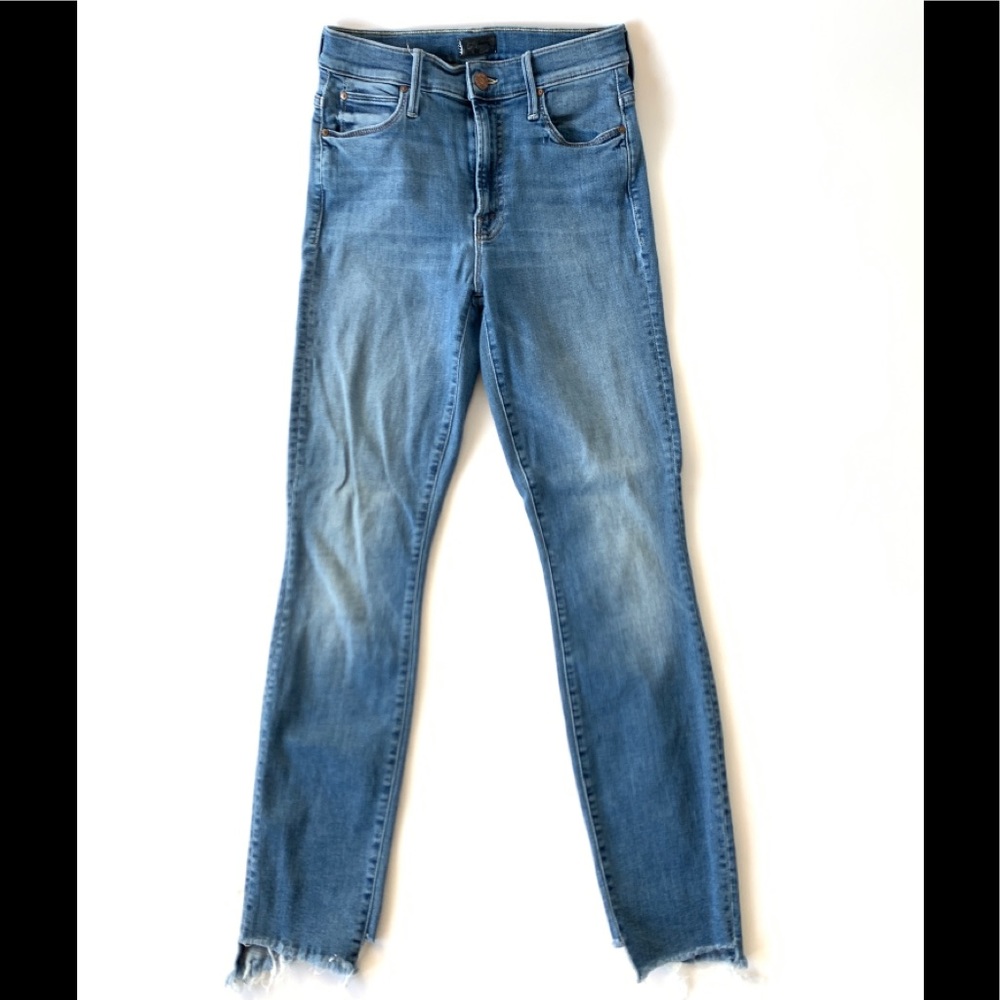 MOTHER denim high rise, light wash with raw hem